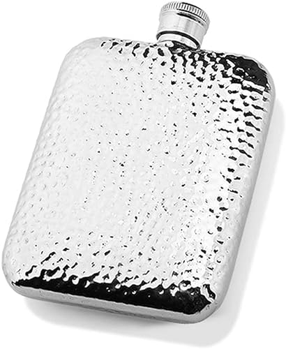 CAFFIA Frascos encontrados for Licor for Mujeres y Hombres con diseño Martillado - Conjunto de túnel y petaca Plateada - Frasco Vintage - Frasco de 6 oz for Licor - Frasco Personalizado