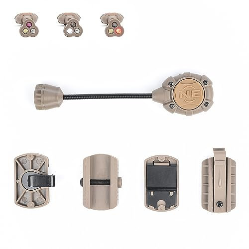 NECARL Tactical Helmet Light Military with IR + Red +White LED Task Lamp, Survival Signal Light with 4 Mount Accessories for Fast Mich Helmet Molle System 20mm Picatinny Rail (3R-DE)