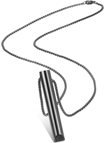 Fiada Angstlinderung Kette Achtsame Atem Halskette Tragbare Edelstahl Stressabbau Atmung Kette für Tiefe Atemübungen Meditation Atem Kette für Herren Damen Stressabbau Entspannung (Schwarz)