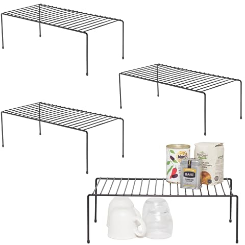 simplywire - Kitchen Cupboard Organisers – Pack of 4 Storage Shelves – Black