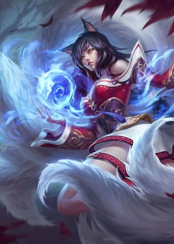 Displate Offiziell League of Legends MetallPoster Magnetische Befestigung Inklusive Lizenziert Bilder Hochwertiges Poster League of Legends Splash Art - Ahri Vertical 45 cm x 32 cm