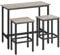VASAGLE Bartisch mit Barhocker Set, Essgruppe, Stehtisch mit 2 Stühlen, Stahlgestell, Industrie-Design, Greige meliert-tintenschwarz LBT218B02