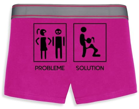 La French Touch Boxer Homme Humour Problème, Solution - Imprimé en France - Caleçon Homme Drole et Rigolo - Cadeau Humour Anniversaire Original (Rose, L)