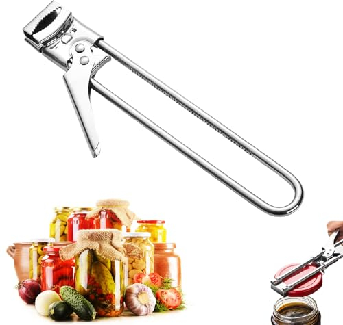 Jar Can Opener, Adjustable Manual Bottle Can Opener Stainless Steel Jar Opener, Cooking Lid Remover Gripper Tool for Cans Beverages Kitchen Gadgets