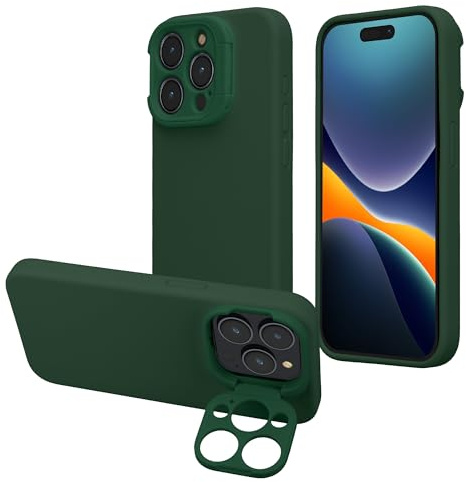 kalibri Case with Stand Compatible with Apple iPhone 15 Pro Case - Silicone Cover Compatible with MagSafe - Forest Green