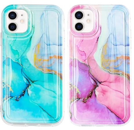 Foonary 2 Stück Hülle für Apple iPhone 11 6,1, Handyhülle mit Glitzer Marmor Aesthetic Muster Motiv Design Case, Silikon Bumper Schutzhülle für iPhone 11 Cover, Marmor 06