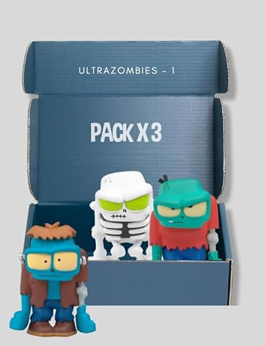Ultrazombies Pack de 3 Caja 1| Muñecos Zombies serie de YouTube | Figuras Coleccionables de Zombies| 2 Brillan en la Oscuridad y 2 Metalizados | Para Niños y coleccionistas|Halloween