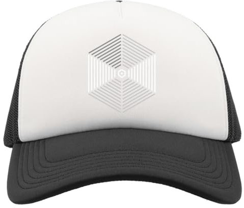 Atspauda Minimalistische Hexagon Pyramide Top View Art Half Mesh Trucker Cap Baseball Hat Snapback Schwarz, Schwarz , Einheitsgröße