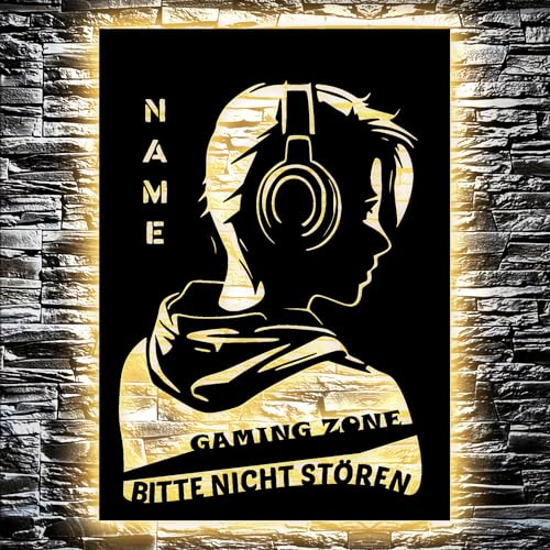 Gaming Zone - bitte nicht stören Led Gaming Schild - Gamer Geschenkidee personalisiert Mit Name Wand Lampe - Zimmer Deko - Besondere Geschenke für Videospiel Fans - in 7 Farbe