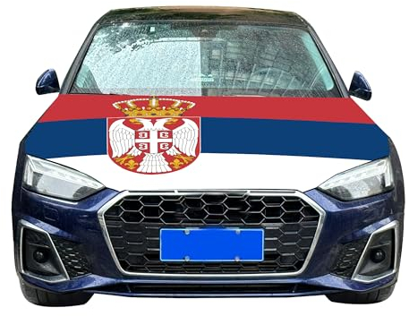 Serbien-Flagge, Autohaubenabdeckung, 1,2 x 152 cm, elastische Stoffe, kann gewaschen werden, für Motorhaube, Banner, Flagge für Dekoration, Veranstaltungsartikel