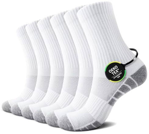 TUUHAW Socken Herren 43-46 Baumwolle Tennissocken Weiß Sportsocken Wintersocken Freizeitsocken Laufsocken Wandersocken Baumwollsocken 6 Paar