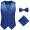 ULPUDFAO Trachten Weste, Slim Fit Einreihige Jacquardweste Elegante Ärmellose Smokingjacke Mit Fliege Und Einstecktuch Schickes Weste Top Für Hochzeit, Party, Kleid Für Männer Blau 3Xl