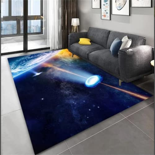 Teppich XXL Moderner, minimalistischer Wohnzimmer-Salon, rutschfest und schmutzabweisend, kurzflorig, waschbar Teppich Quadratisch Mehrfarbig Korridorteppich Bettumrandung Teppich 80X140CM