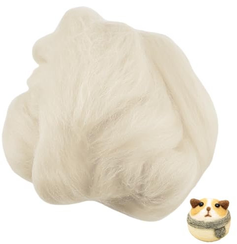 BAIFULAI 100g Weiß Filzwolle zum Stricken, Filzwolle, Filzwolle Trockenfilzen, Filzwolle Nassfilzen, Märchenwolle, Filzen Starterset Kinder für Nassfilzen und Trockenfilzen DIY Handwerk Deko