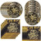 2025 Happy New Year Party Supplies Tableware Set - 152PCS 2025 New Year Dinnerware Black Gold Paper Plates Napkins Cups Tablecloth Set for 2025 New Years Eve Party Decorations