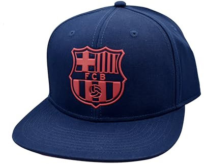FCB Barça V Flache Mütze, Marineblau, mit Lizenz des FC Barcelona, Erwachsenengröße, verstellbar