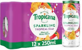 Tropiicana Premium Orange and Apple Juices 100% Pressed Fruit Not From Concentrate (12 x 250ml, Sparkling Tropical Twist)
