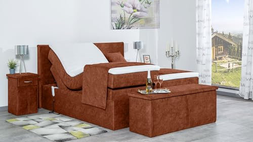 Boxspringbett Nado 240x220, DS-Terrakota, 7-Zohnen Taschenfederkernmatratze, Ergoflex - Inklusive Aufbau - Deutscher Hersteller