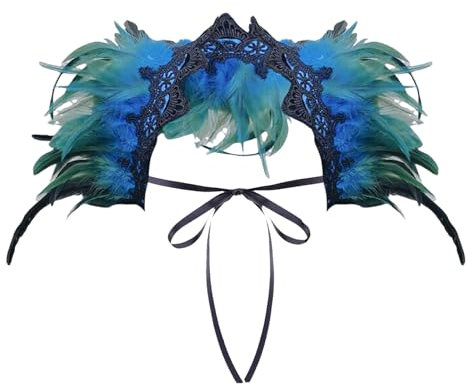 Vogel kostüm, Damen Federschal Vintage Feder Schal Schulterumhang Cape - Gothic Kragen Federboa Halloween-Kostüm Pfau Kostüm Damen Karneval Kostüm Für Karneval Halloween Rockabilly Maskerade