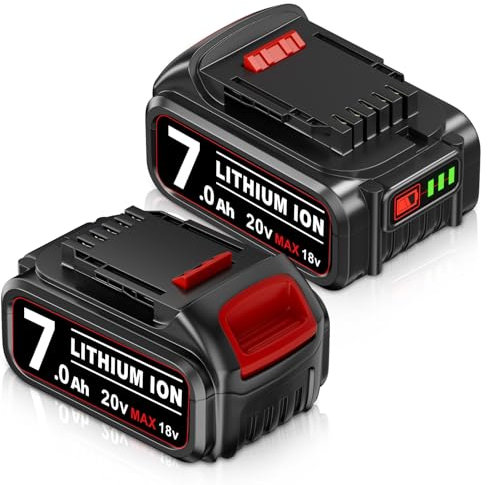 2 PACK 18V 7.0Ah Lithium-ion Battery Replacement for Dewalt 18V Battery Compatible with Dewalt Power Tool DCB200 DCB184 DCB180 DCB181 DCB182 DCB201 DCB200-2