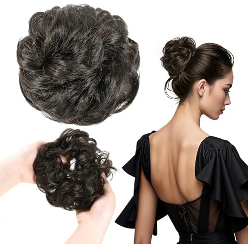 BOHUIZ Haarteil Mit Gummiband, Groß Dutt Haarteil Haargummi mit Haaren für Damen Mädchen Pferdeschwanz(Dunkelbraun)