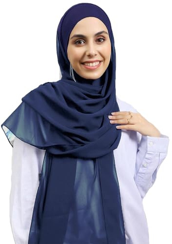 HURESON Instant-Chiffon-Hijab-Set, 3-in-1-Hijab-Schal mit integrierten Magneten und Unterkappen-Kopfwickel mit Modellmütze