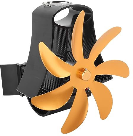 Brrnoo Ventilador de Madera con Alimentación de 7 Cuchillas en Ventilador de Chimenea de Chimenea, Soporte de Pared Magnético, Eficientemente, Ecológico, Adecuado para Modelos de (GOLD)