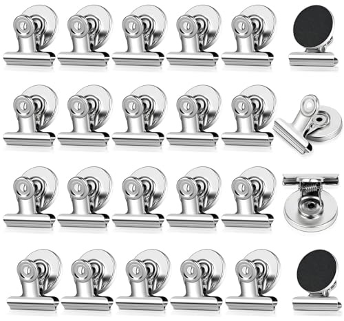 24 Stück Silber Kratzfreie Magnete mit Klammer, Magnetische Clips Stark Magnetklammern Kleine Magnete Kühlschrank, Kratzfreie Magnetische Klammern für Aufkleber, Fotos, Taschen