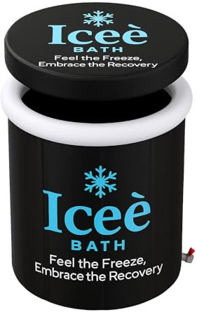Iceè Bath Portable Cold Plunge Tub – 375L No-Pole Ice Bath for Athletes | Insulated Cold Therapy Recovery Barrel with Lid, Pump, Cushion & Carry Bag – Fits Up to 6ft7