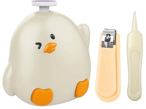 Baby Nagelfeile Elektrisch, Sanft Wiederaufladbar Baby Nagelknipser Pflegeset Maniküre Set für Säugling Kleinkind oder Erwachsene, 6 Schleifkopf Ersatzpads, 1 Nagelknipser, 1 Nasenclip (Weiß)