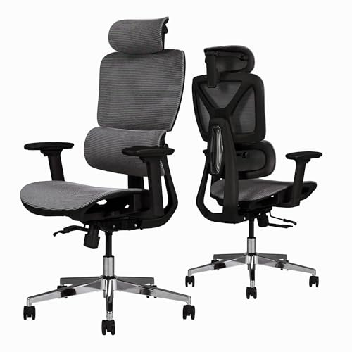 FLEXISPOT ErgoX Ergonomic Office Chair with 5D Lumbar Support, 3D Headrest & Armrests, Adjustable Seat Depth, Breathable Mesh and 130kg Capacity for Gaming, Home and Office (Black)
