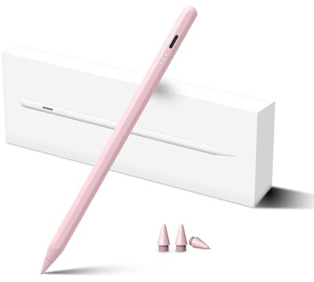 Digiroot Stift für iPad(2018-2025)–Magnetisch,Schnellladung, Rosa | Pencil für iPad mit Palm Rejection & Neigungssensitivität Pen für iPad 6/7/8/9/10/11, Pro 11/12.9/M4