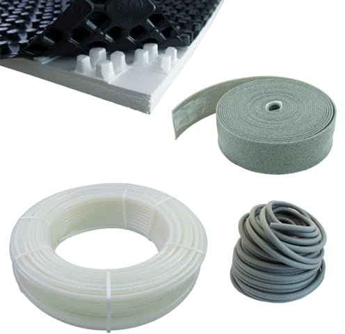 protec Fußbodenheizung Noppensystem PE-RT Set, mit 11mm Isolierstärke, Fläche: 40 qm, Verlegeabstand: 20 cm