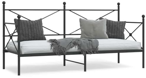 YuuSsea Etagenbett 90x200 cm, Schwarz Stahl Bettgestell, Einzelbett mit Lattenrost, Schlafsofa mit Stauraum, Robustes Möbel für Schlafzimmer