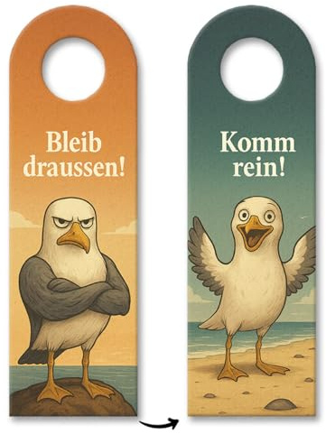 Möwe Komm rein Bleib draußen Türhänger 3er Set Maritim Türschild mit Spruch für Küsten- und Meerliebhaber