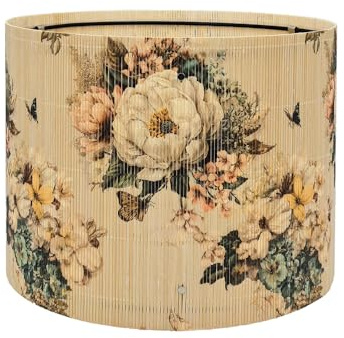 Abat-jour floral avec papillons, matériau bambou, design élégant et groovy, 30 x 23 cm, pour lampes de table et lampadaires, idéal pour le salon, la chambre à coucher, le bureau