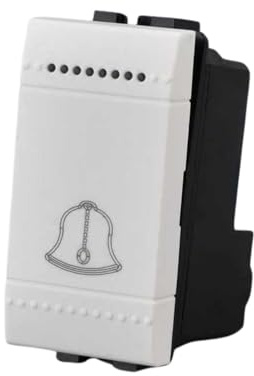 1 Pezzo Pulsante Con Disegno Campanello, 1P 16A 220V, Compatibile Con Bticino Living Light, Colore Bianco, Retroilluminabile, 1 Modulo, Serie MBL