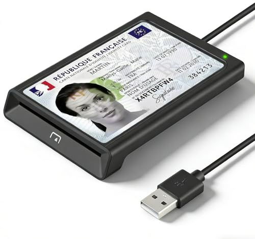 USB Chipkartenleser mit NFC, Kartenlesegerät Personalausweis Smart Card Reader DOD Military Kartenleser für den neuen Personalausweis Bankkarten kompatibel mit Windows, Linux, PC Laptop