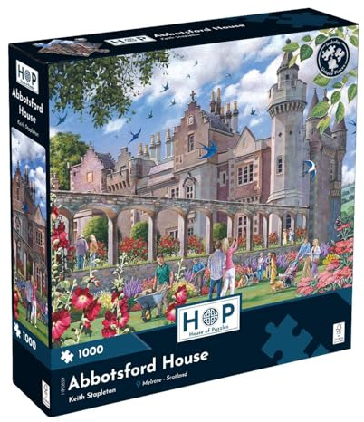 The House of Puzzles Abbotsford House 1000 Piece Puzzle | Scotland Jigsaw | Scottish Border puzzles for adults with flowers, butterflies, viaduct | Memory & problem solving for kids & elderly people