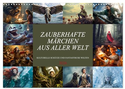 Zauberhafte Märchen aus aller Welt (Wandkalender 2026 DIN A3 quer), CALVENDO Monatskalender: Detailreichen Illustrationen und Bilder, ein wahrer ... jeden Alters. (CALVENDO Kunst)
