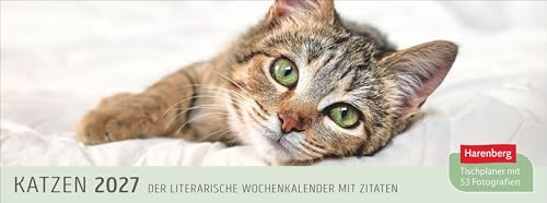 Katzen Premium-Tischplaner 2027 - Der literarische Wochenkalender mit Zitaten: Tischkalender zum Aufstellen mit schönen Katzenfotos. Organisationshilfe mit viel Platz für Eintragungen