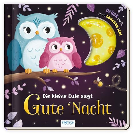 TRÖTSCH - Die kleine Eule sagt Gute Nacht : Pappenbuch zum Vorlesen mit Leuchteffekt für Kinder ab 2 Jahren: Entdeckerbuch Beschäftigungsbuch Spielbuch