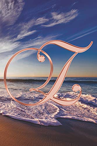 Z Journal: A Monogram Z Initial Capital Letter Notebook For Writing And Notes: Great Personalized Gift For All First, Middle, Or Last Names (Rose Gold Sunset Beach Print)