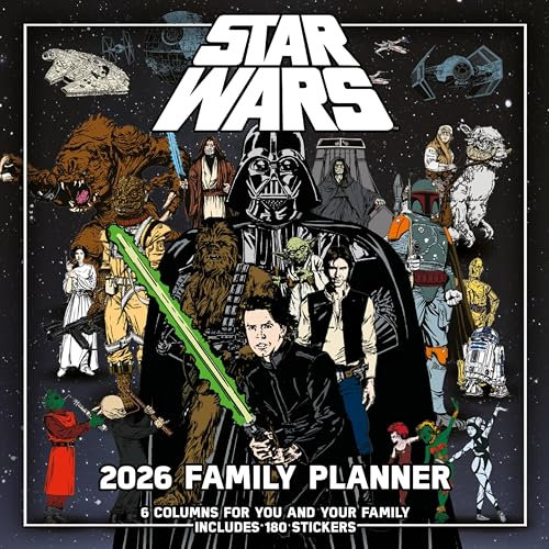 Pyramid - STAR WARS 2026 – Familienplaner 30×30 cm (aufgeklappt 30×60 cm) mit 12 Motiven, Wandkalender für Familien & Star-Wars-Fans