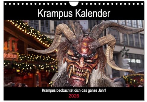 Krampus Kalender 2026 (Wandkalender 2026 DIN A4 quer), CALVENDO Monatskalender: Krampus beobachtet dich das ganze Jahr (CALVENDO Kunst)