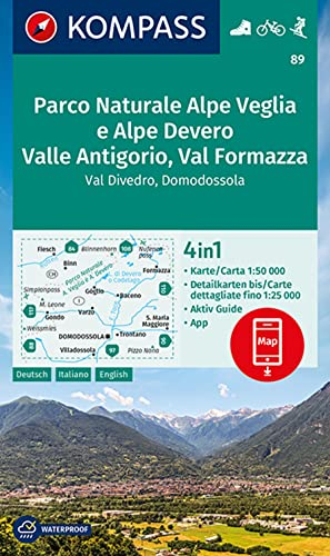 KOMPASS Wanderkarte 89 Parco Naturale Alpe Veglia e Alpe Devero, Valle Antigorio, Val Formazza, Val Divedro, Domodossola 1:50.000: 4in1 Wanderkarte ... in der KOMPASS-App. Fahrradfahren. Skitouren.
