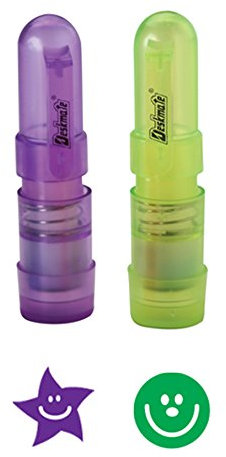 2 x Small Star / Smiley Face Stamps - 8mm. Ideal Loyalty Stamp or Teacher Stamp. Self-inking..