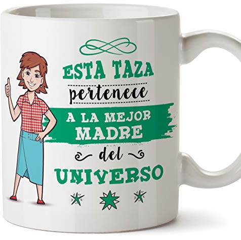 MUGFFINS Mama Tazas Originales de café y Desayuno para Regalar a Madres - Esta Taza Pertenece a la Mejor Madre del Universo - Cerámica 350 ml