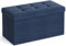 SONGMICS Sitzhocker mit Stauraum, klappbare Sitzbank, 38 x 76 x 38 cm Fußbank, Aufbewahrungsbox, bis 300 kg belastbar, für Wohnzimmer Schlafzimmer Flur, mitternachtsblau LSF47IN