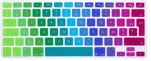 MMDW UE/UK Français AZERTY Housse de clavier pour Macbook Pro 13 15 (avec ou sans écran Retina, 2015 ou version antérieure) ancien Macbook Air 13 Clavier européen/ISO Skinbow